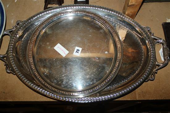 Silver plated tea tray and salver